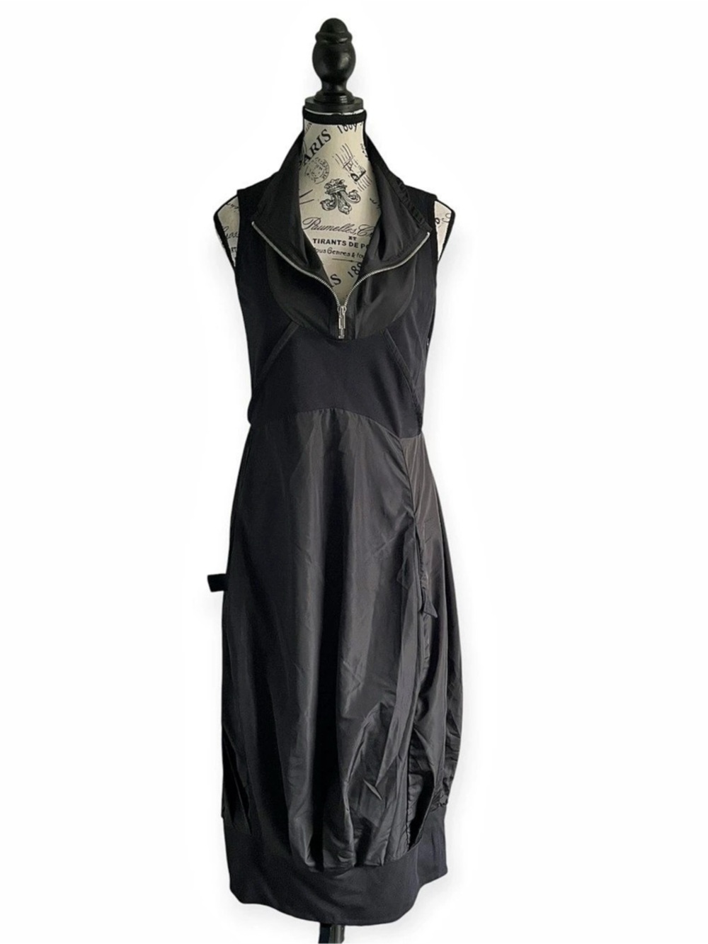 ATHENA MARIE Black Parachute Maxi Dress Bubble hem Cyber Techno Goth